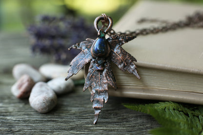 Maple leaf necklace with crystals