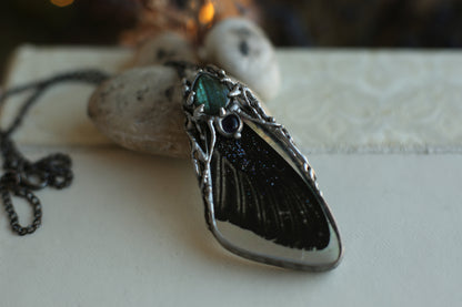 Dark butterfly wing pendant