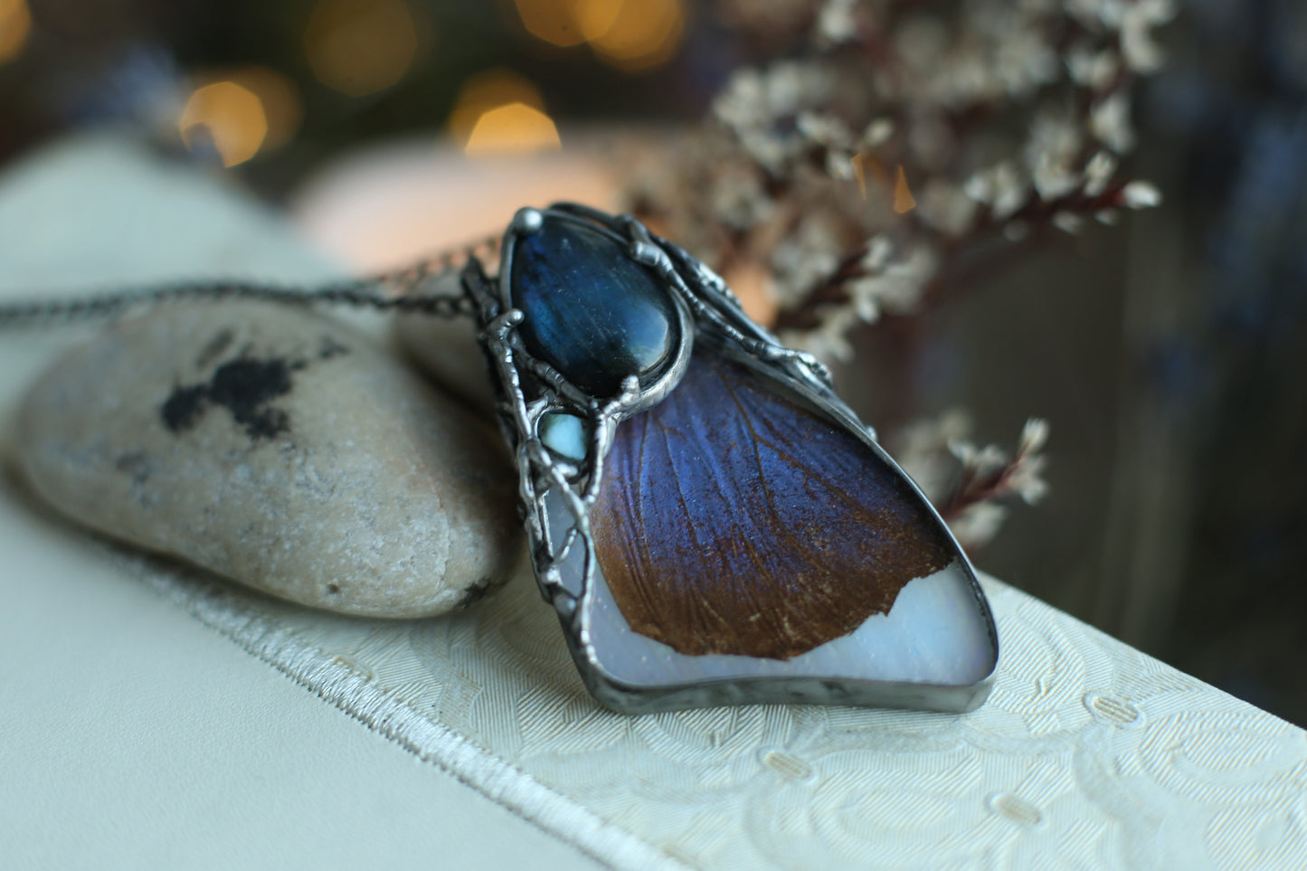  Real blue morpho Butterfly wing pendant