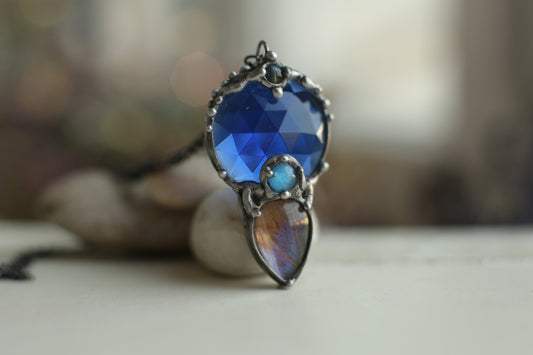 Blue crystal prism necklace