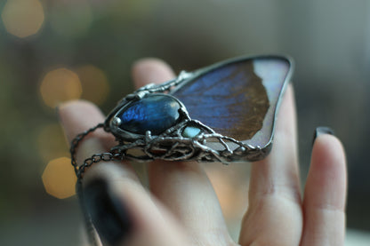 Real blue morpho Butterfly wing pendant