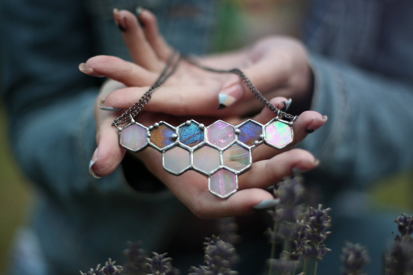 Geometric Hexagon Honeycomb Necklace