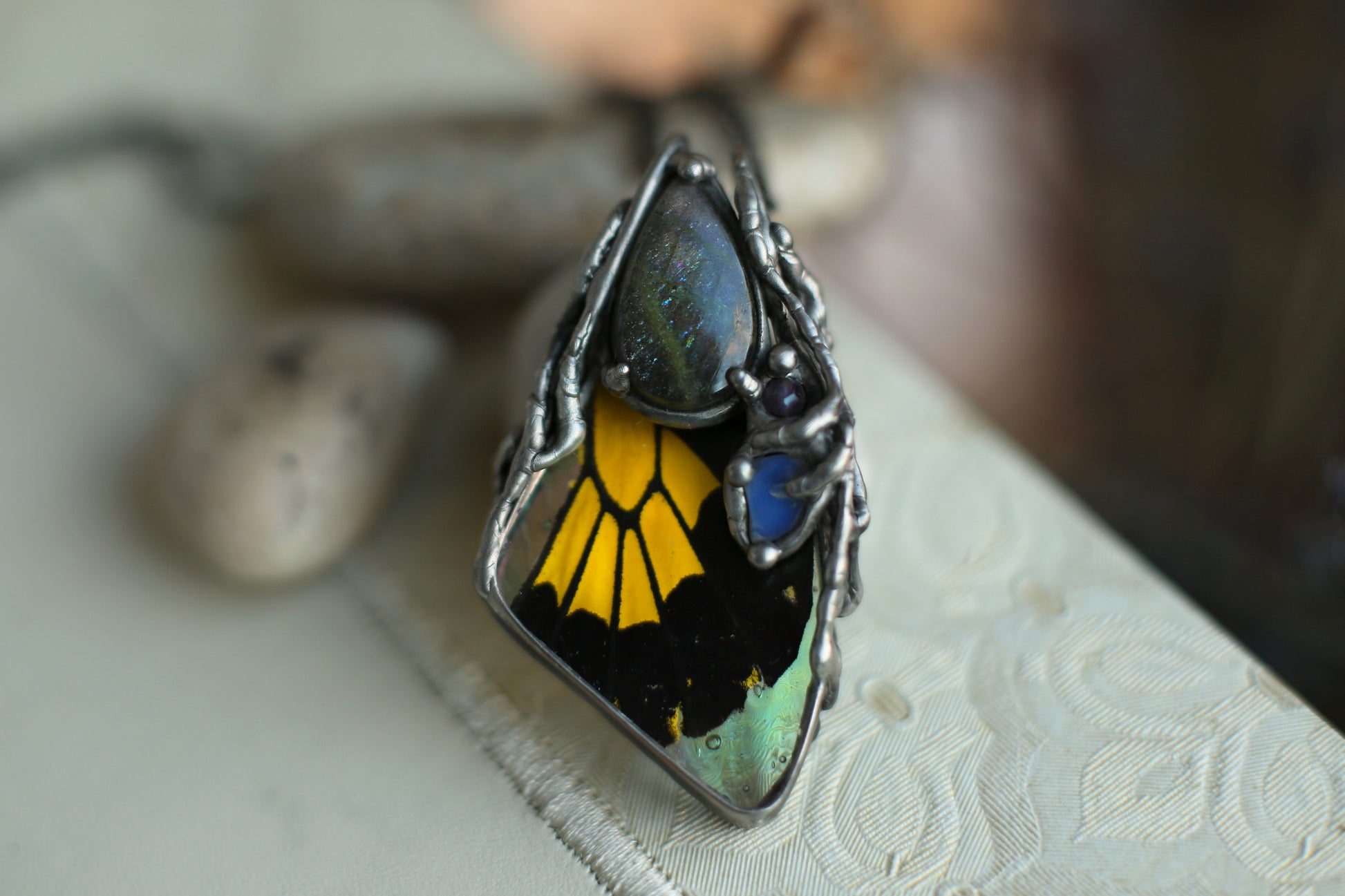 Real butterfly wing pendant