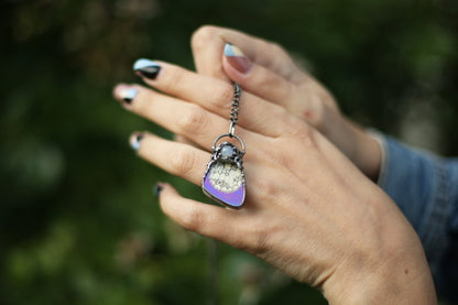 Real butterfly wing necklace with moonstone