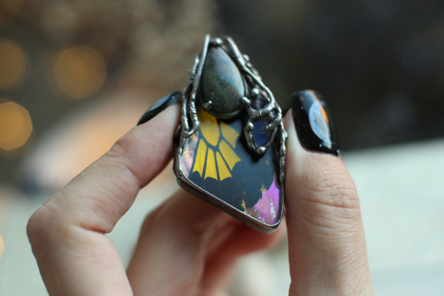 Real butterfly wing pendant