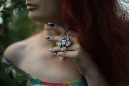 Moth kaleidoscope necklace with opalite