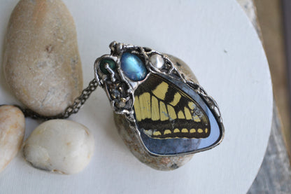 Preserved Butterfly necklace, Yellow Butterfly