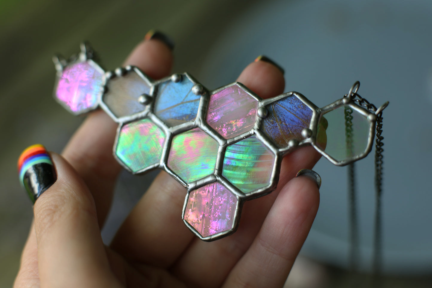 Geometric Hexagon Honeycomb Necklace