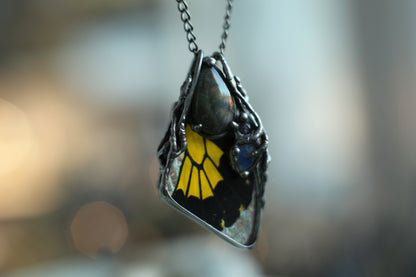 Real butterfly wing pendant