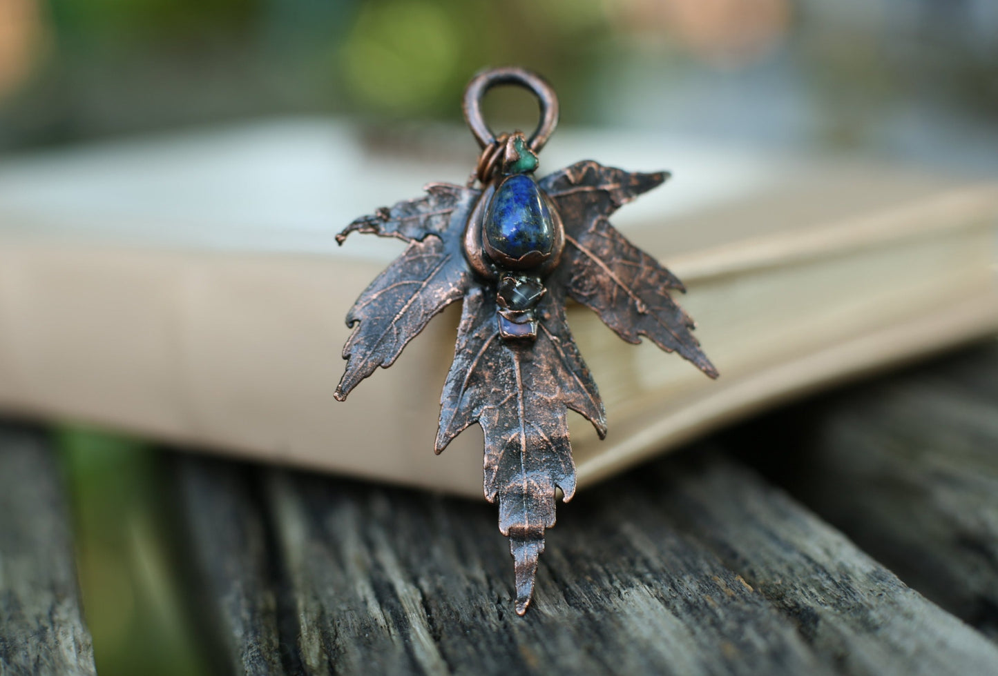 Maple leaf necklace with crystals