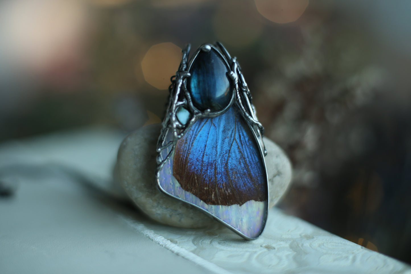  Real blue morpho Butterfly wing pendant