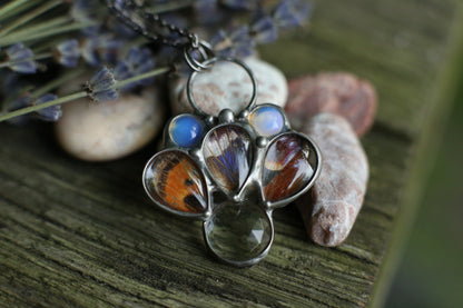 Moth kaleidoscope necklace with opalite