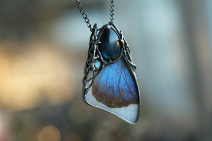 Real blue morpho Butterfly wing pendant