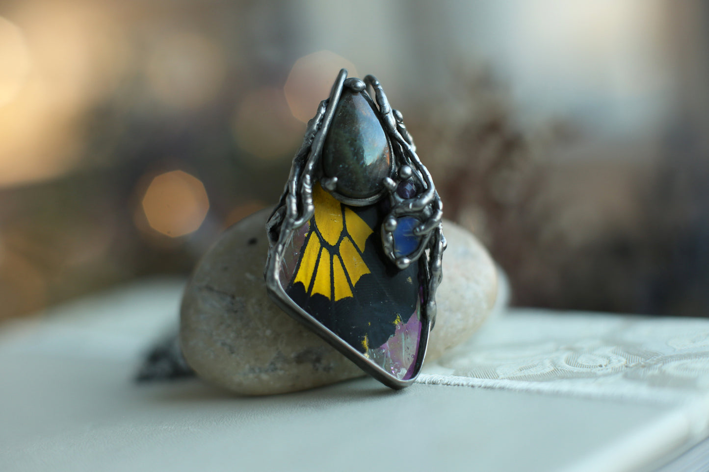 Real butterfly wing pendant