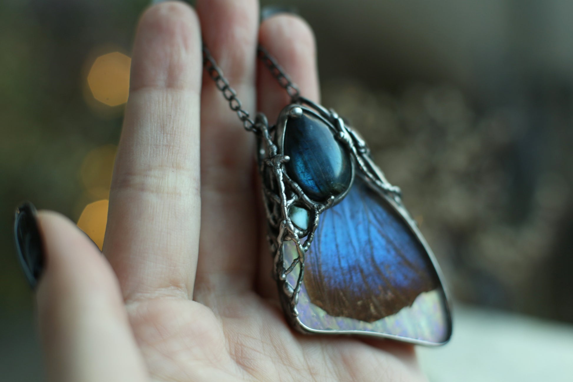  Real blue morpho Butterfly wing pendant