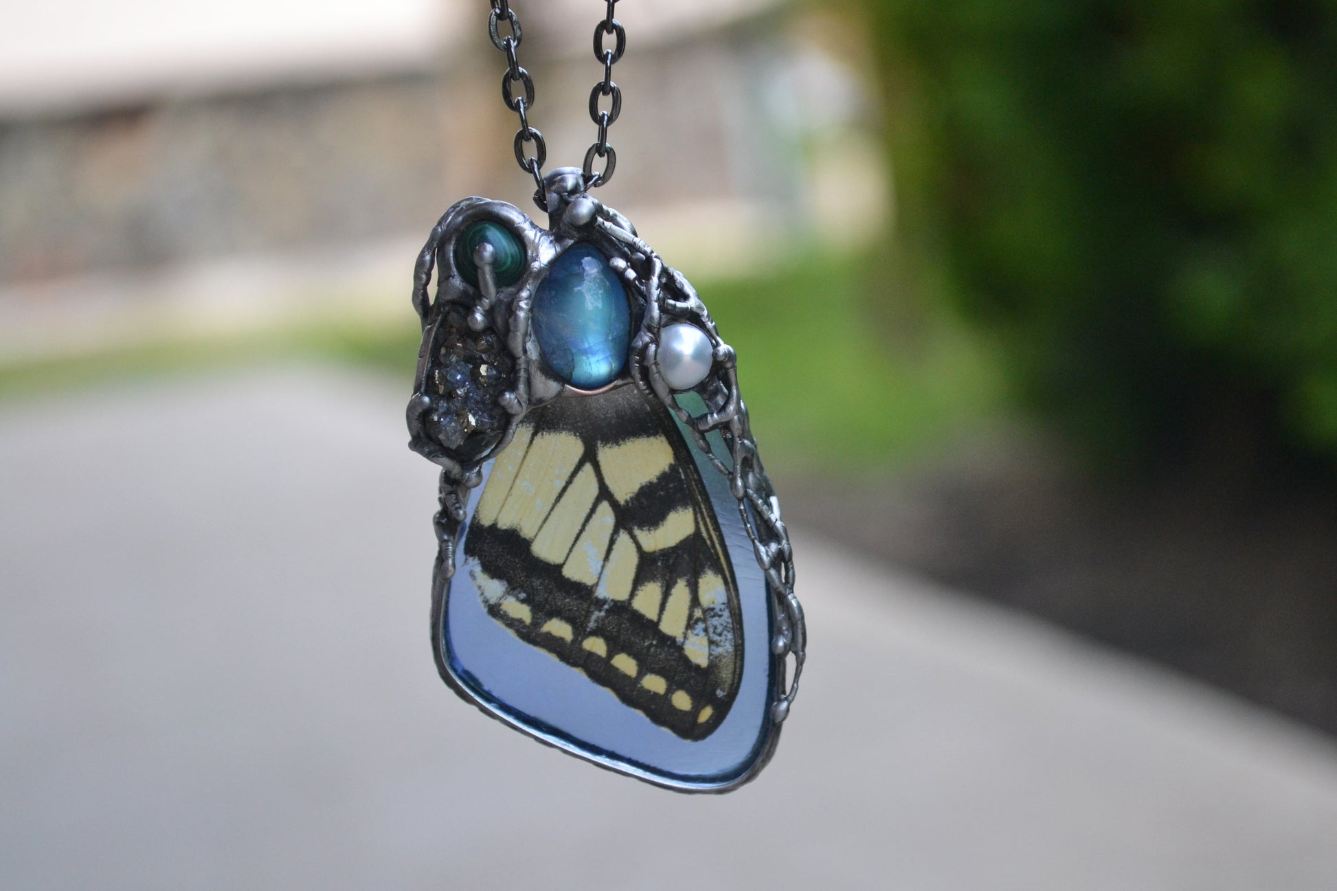 Preserved Butterfly necklace, Yellow Butterfly