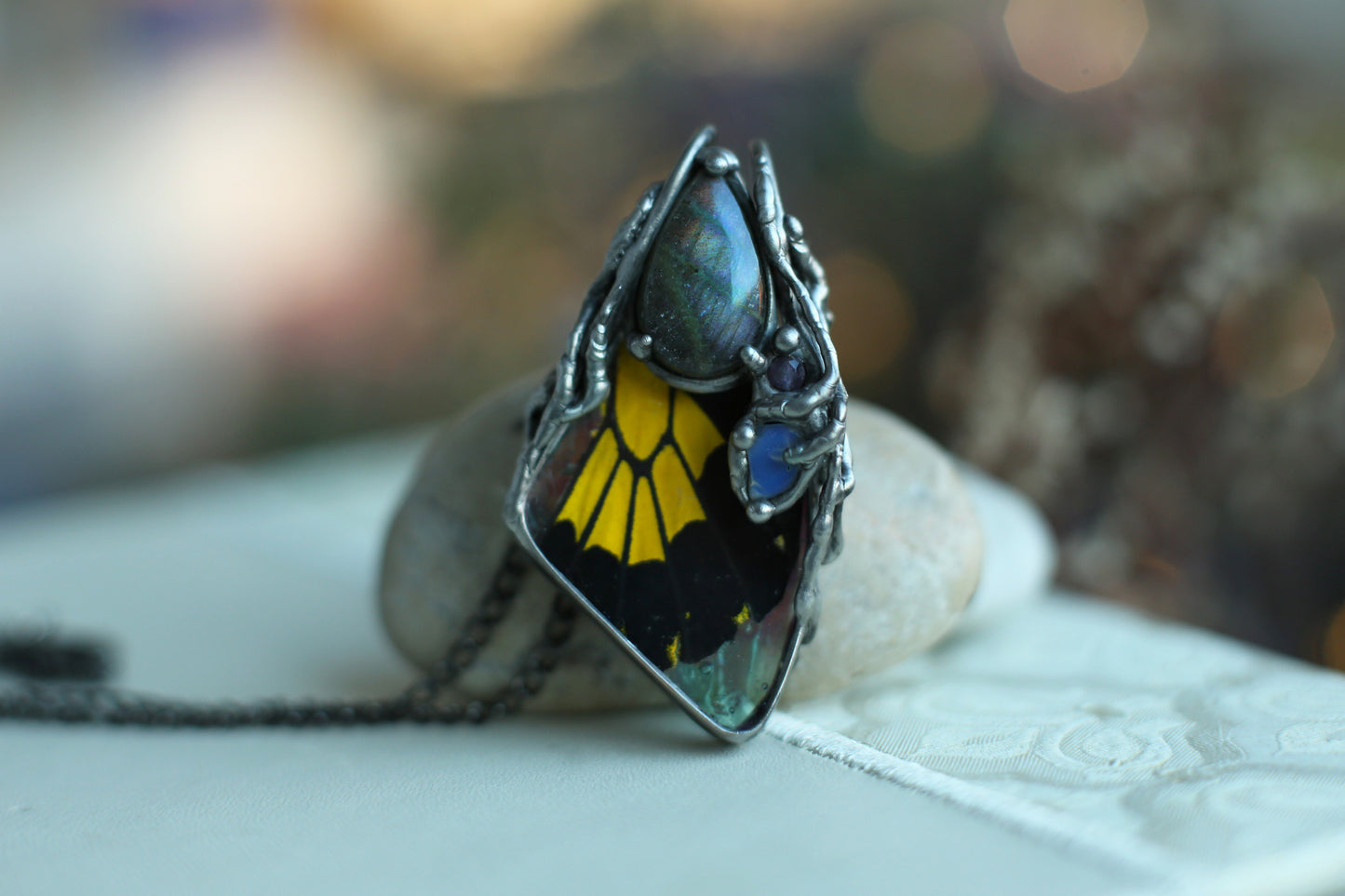 Real butterfly wing pendant