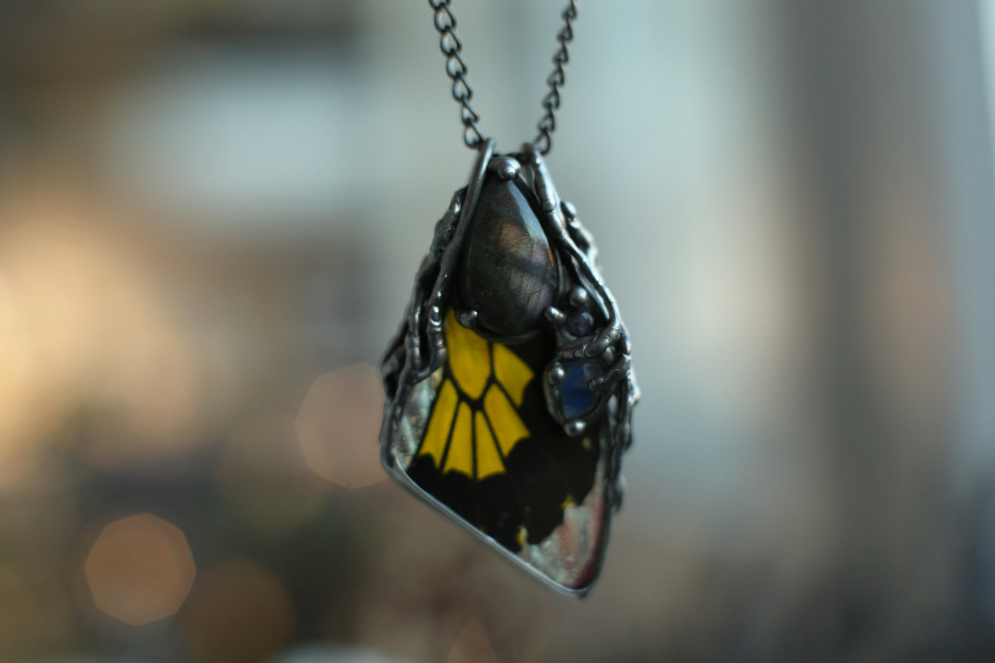 Real butterfly wing pendant