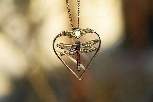 Dragonfly necklace with crystals