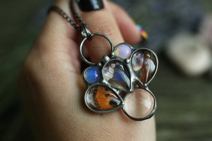 Moth kaleidoscope necklace with opalite