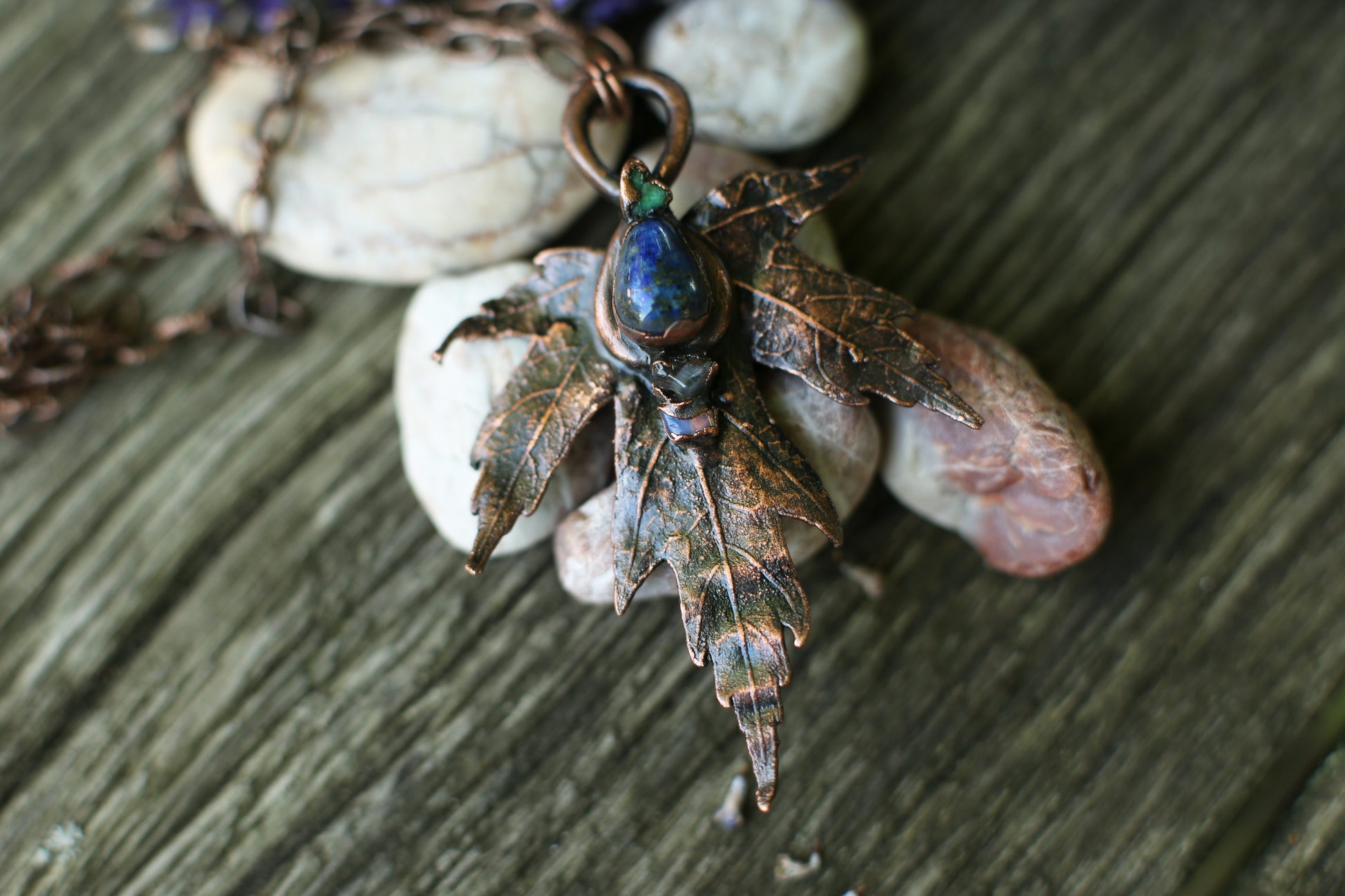 Maple leaf necklace with crystals