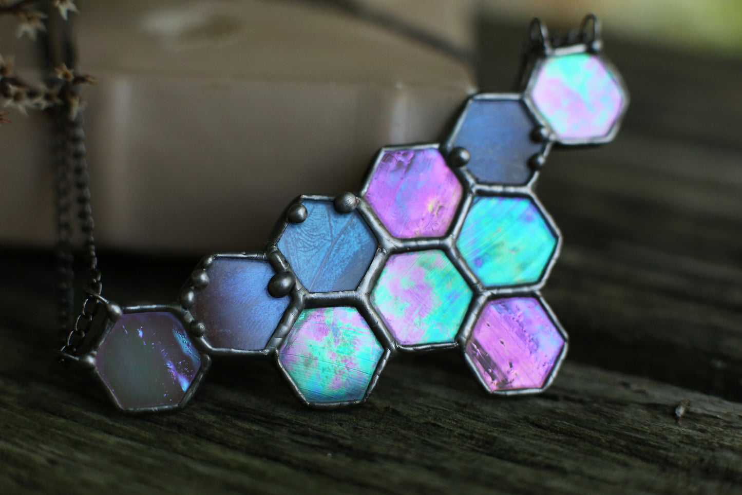 Geometric Hexagon Honeycomb Necklace