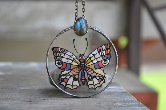 Butterfly necklace, Raw crystal necklace