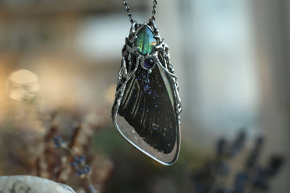 Dark butterfly wing pendant