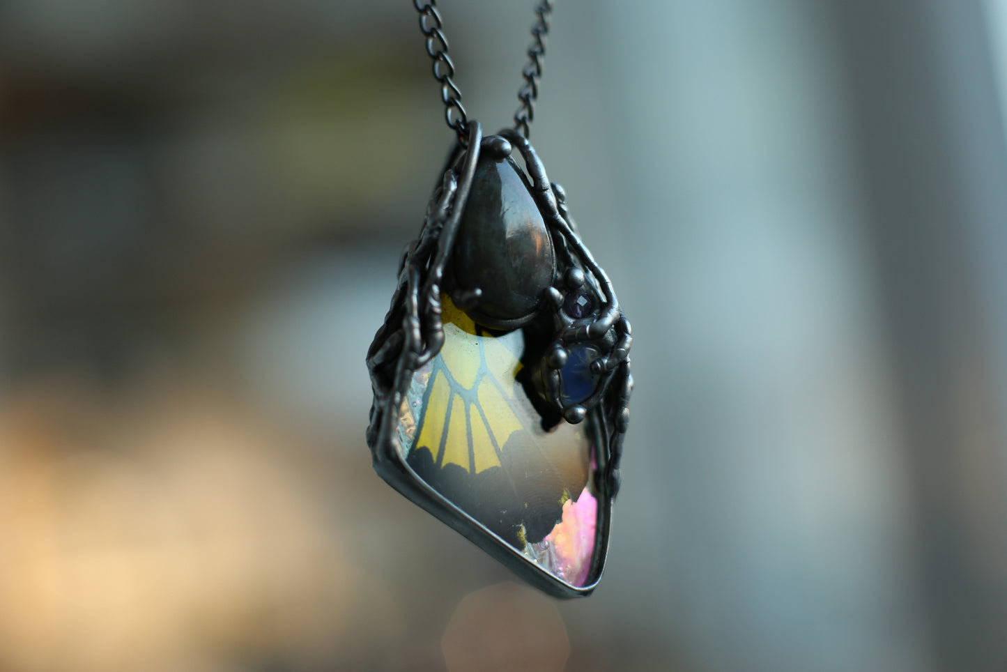 Real butterfly wing pendant