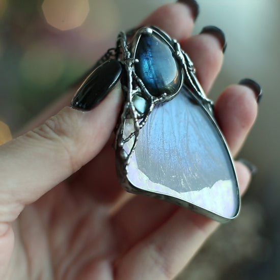  Real blue morpho Butterfly wing pendant