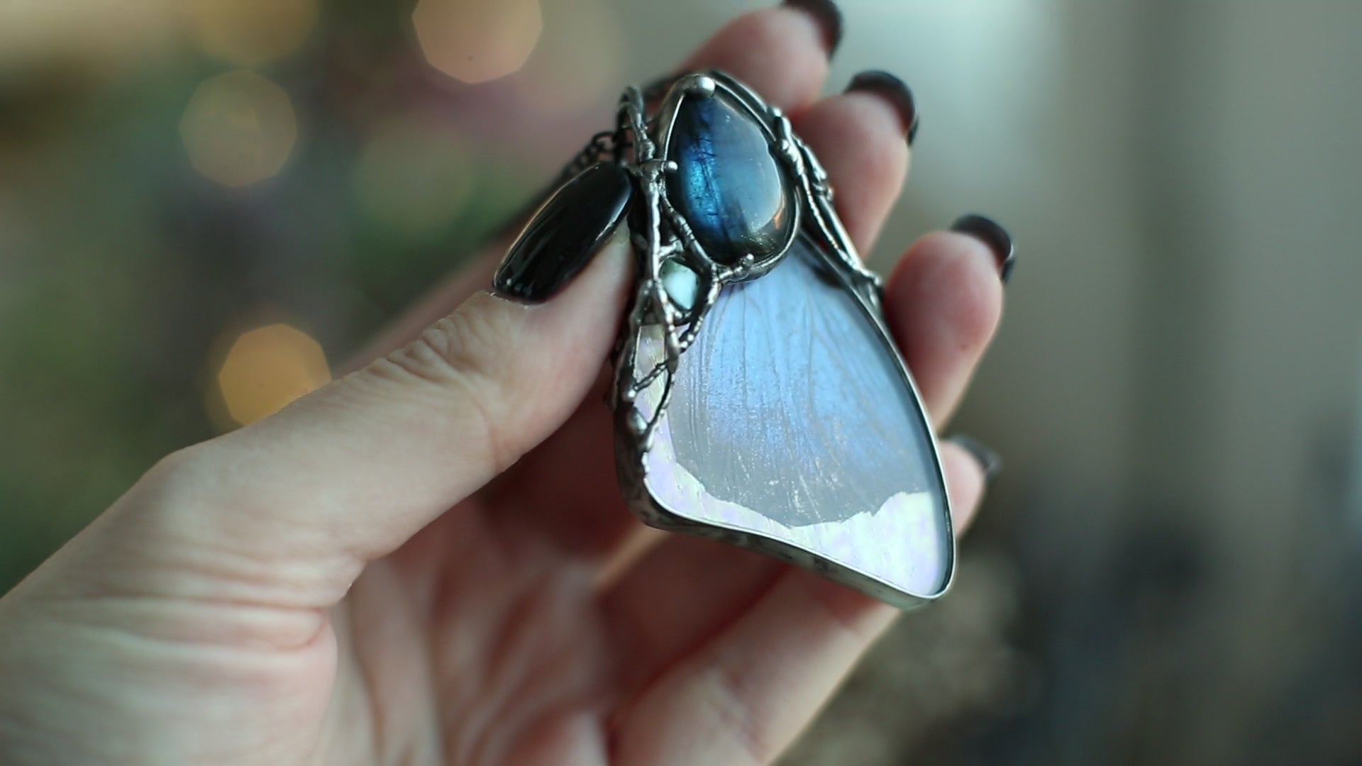  Real blue morpho Butterfly wing pendant