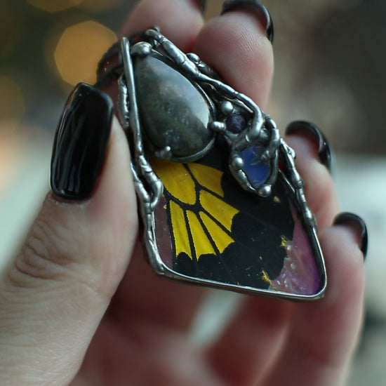 Real butterfly wing pendant