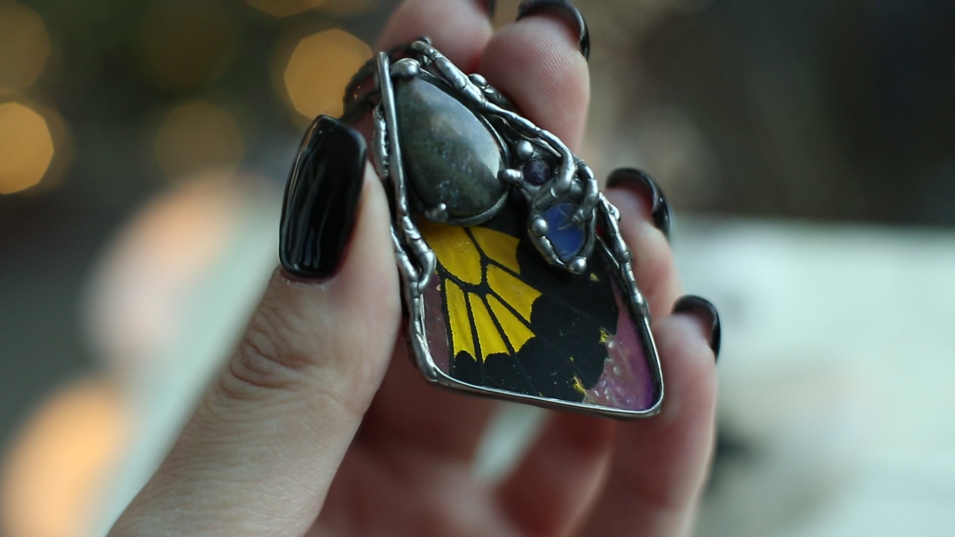 Real butterfly wing pendant