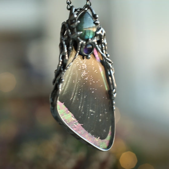 Dark butterfly wing pendant