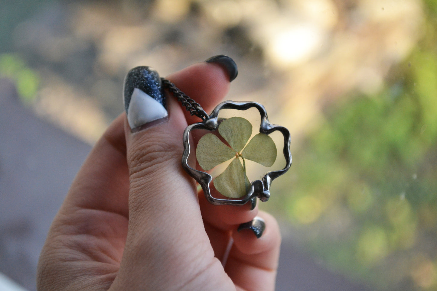 Lucky clover necklace, Four leaf clover pendant