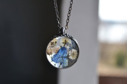 Blue hydrangea pendant