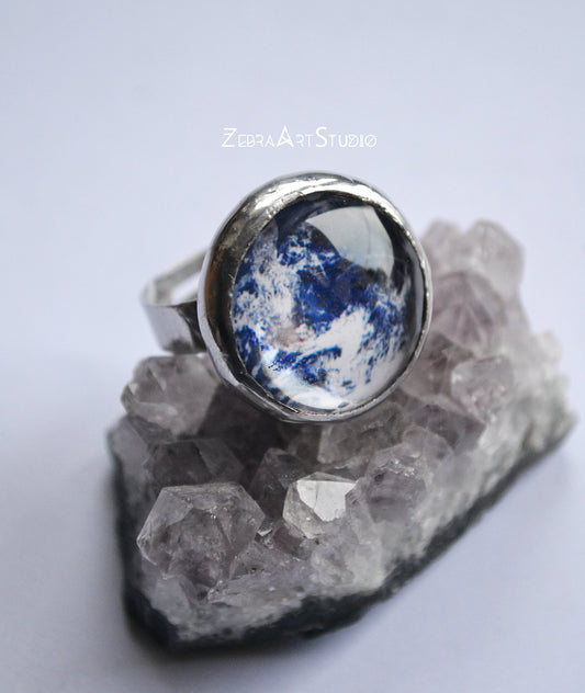 Earth ring, , Stained glass adjustable ring