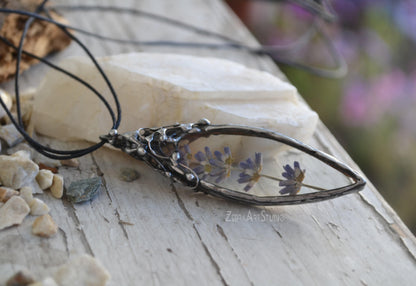 Lavender Necklace, Dried Lavender pendant