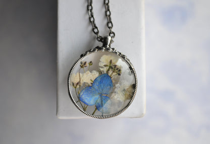 Blue hydrangea pendant