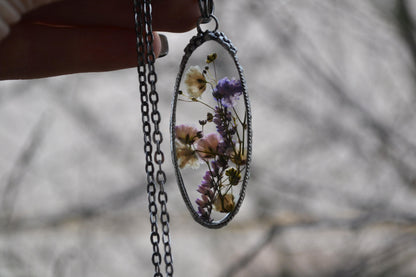 Floral necklace, Natural jewelry, Heather necklace