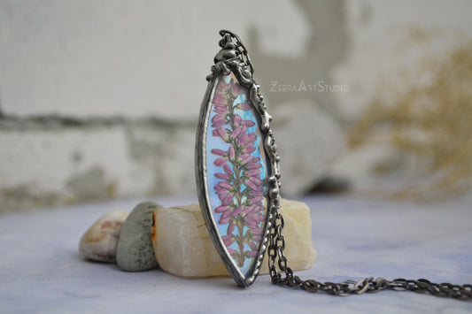 Iridescent Heather necklace, Heather jewelry