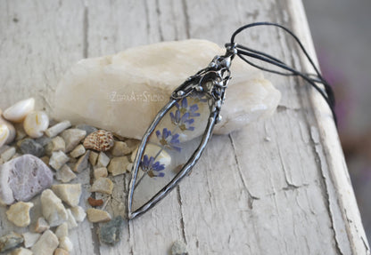 Lavender Necklace, Dried Lavender pendant