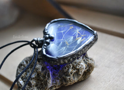 Blue Dandelion Wish necklace