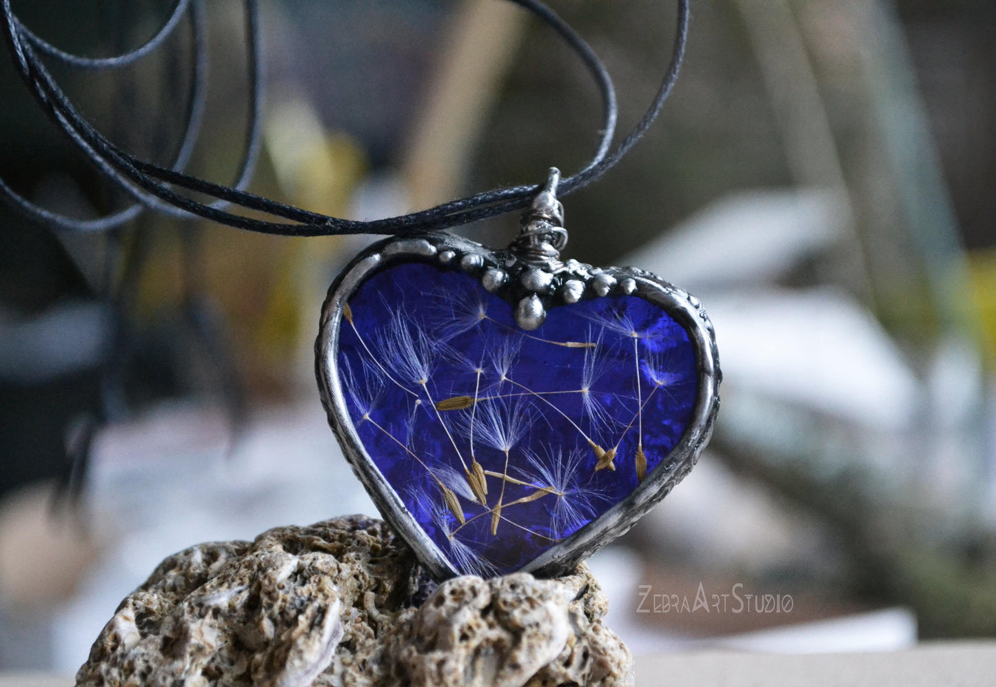 Blue Dandelion Wish necklace