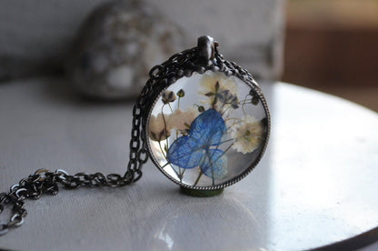 Blue hydrangea pendant